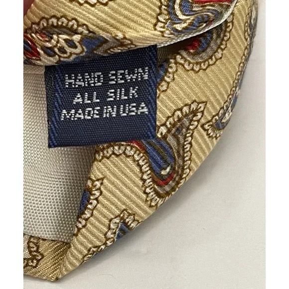 Jos A Bank Premier Collection Yellow Paisley Silk Tie 3.75" Wide‎ - Picture 4 of 5